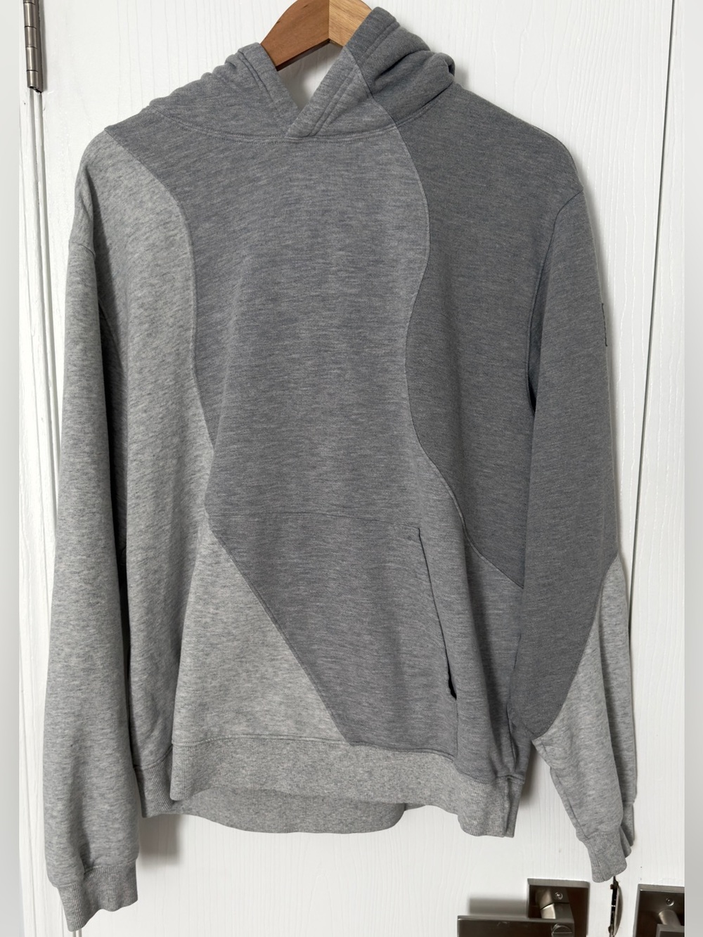 ALO Yoga UNISEX Heather Grey Wave Color-block Hooded Sweatshirt Hoodie